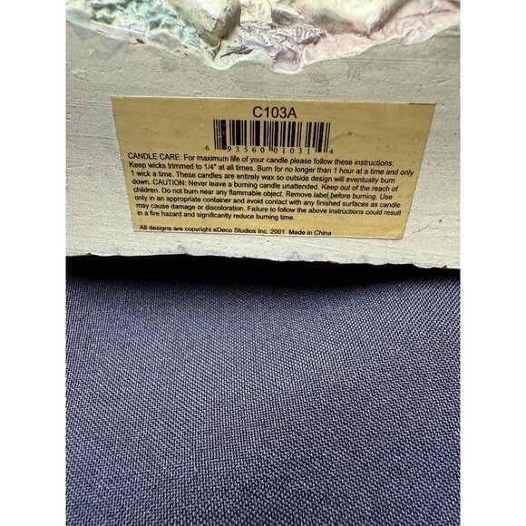 2001 Vintage eDeco Studios Decorative 3-Wick 3D Carved 5 Angels Candle - C103A - Picture 9 of 9